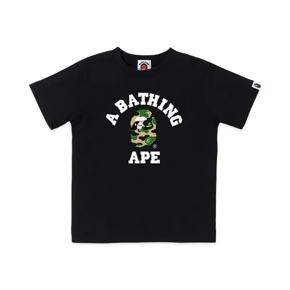 A BATHING APE Kids ABC Camo College Tee "Black/Green"