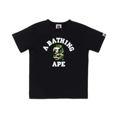 A BATHING APE Kids ABC Camo College Tee "Black/Green"
