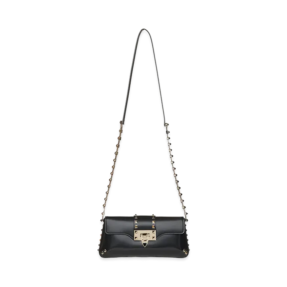 Valentino Women's Leather Rockstud Shoulder Bag "Black"