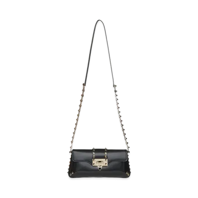 Valentino Women's Leather Rockstud Shoulder Bag "Black"