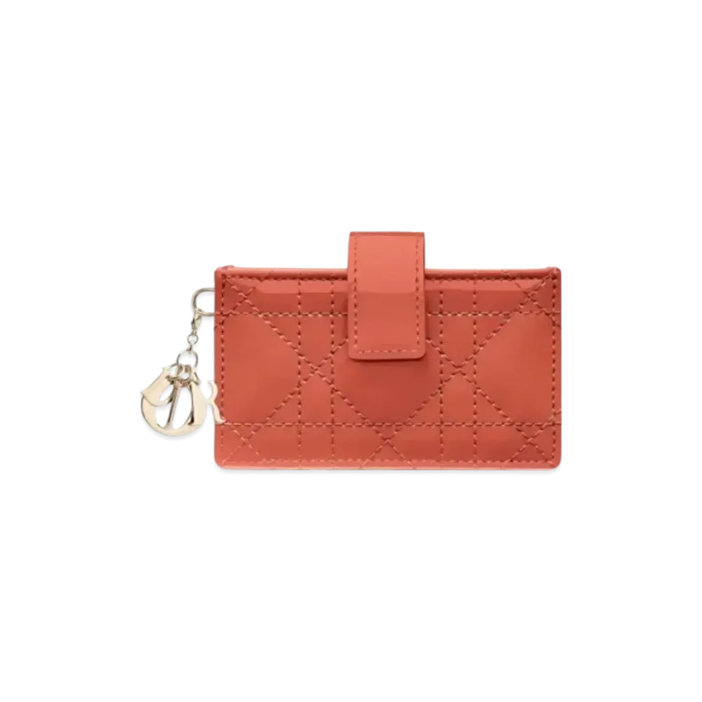 Dior Indian Red Small Pattern Leather Cannage Pattern 5 Pocket Card Holder "Brown"