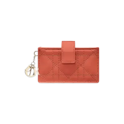 Dior Indian Red Small Pattern Leather Cannage Pattern 5 Pocket Card Holder "Brown"