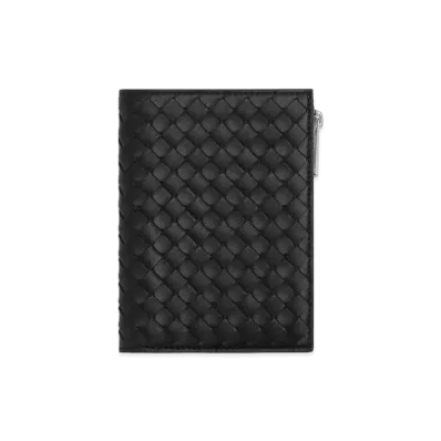 Bottega Veneta Intrecciato Piccolo Passport Case with Zip "Black"