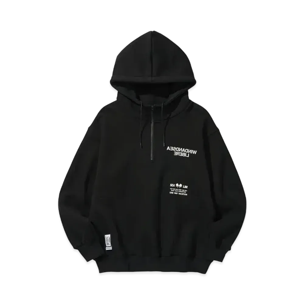WIND AND SEA x LIBERE Harf-Zip Hoodie "Black"