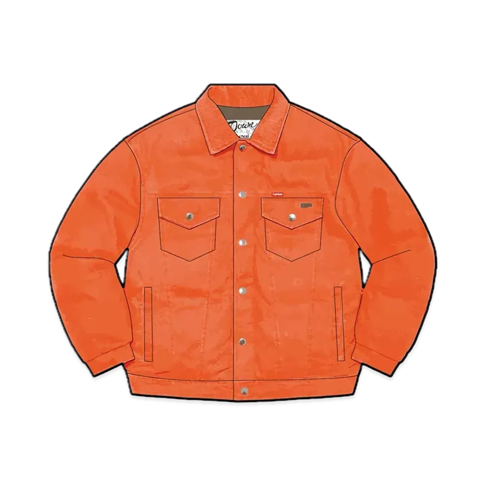 Supreme x Schott Canvas Down Trucker Jacket "Neon Orange"