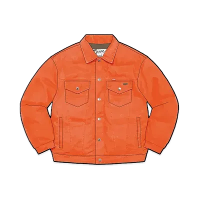 Supreme x Schott Canvas Down Trucker Jacket "Neon Orange"