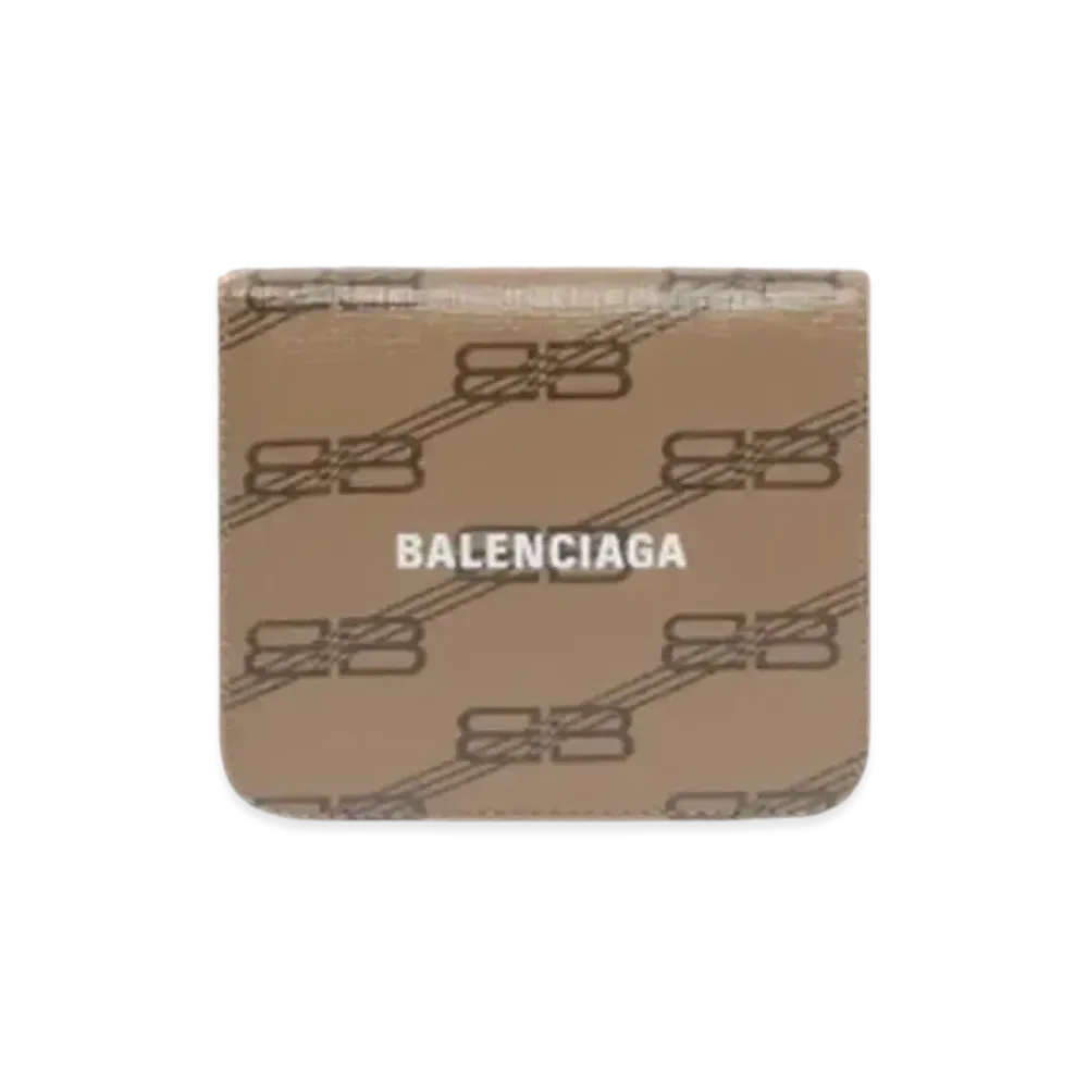 BALENCIAGA Signature Flap Coin Card Holder BB Monogram Coated Canvas "Beige"