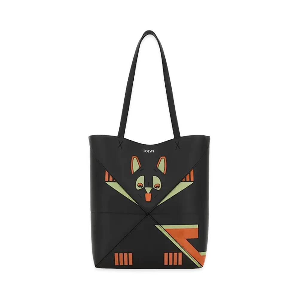 LOEWE Women's Leather Medium Puzzle Fold Shopping Bag "Charcoal"