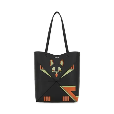 LOEWE Women's Leather Medium Puzzle Fold Shopping Bag "Charcoal"