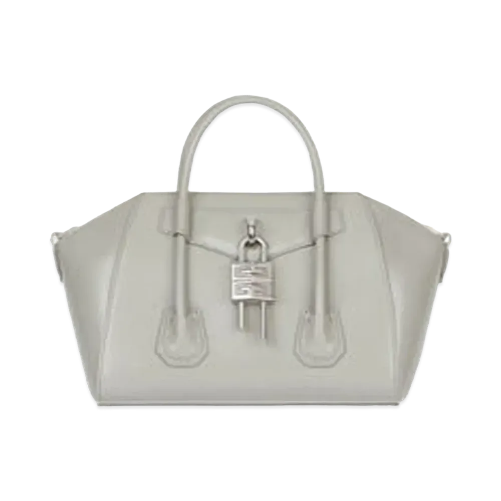 GIVENCHY Mini Antigona Lock Bag in Box Leather "Gray"