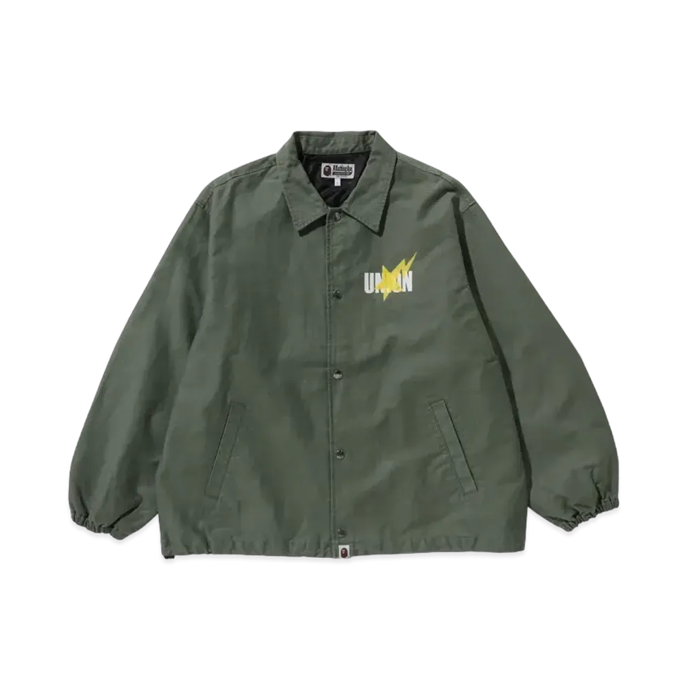 A BATHING APE x UNION Washed Coach Jacket "Olive"
