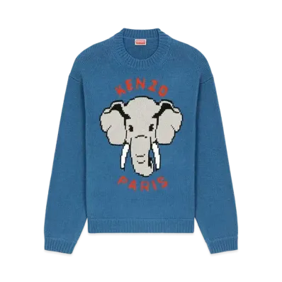 KENZO 'KENZO ELEPHANT' Wool Jumper "Cyan"