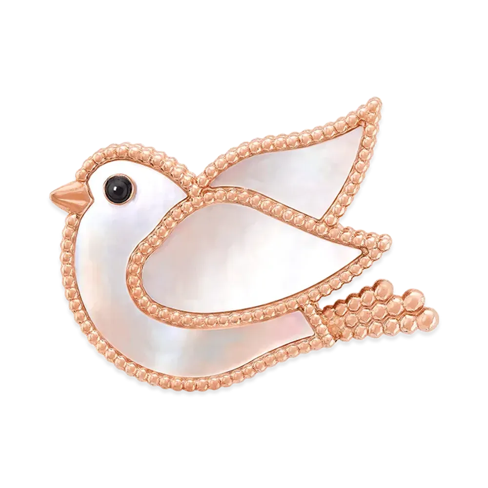 Van Cleef & Arpels Lucky Animals Dove clip "18K Rose gold/Onyx/Mother-of-pearl"