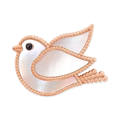 Van Cleef & Arpels Lucky Animals Dove clip "18K Rose gold/Onyx/Mother-of-pearl"