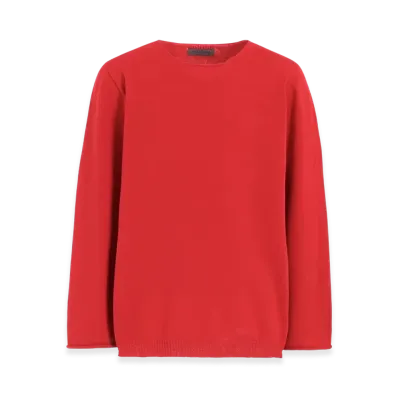 Yohji Yamamoto POUR HOMME Round Neck Knit With Embroidery "Red"