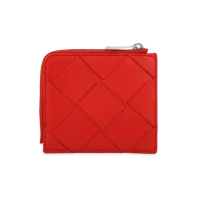 Bottega Veneta Maxi Intrecciato Lambskin Zip Coin Purse "Red"