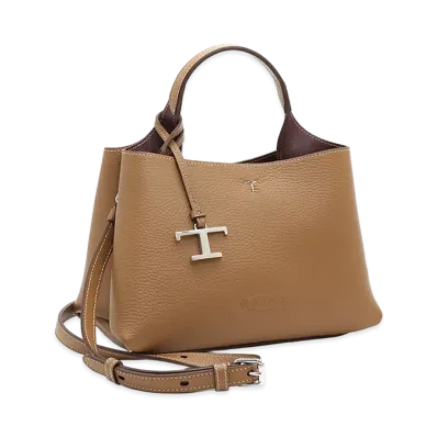 TOD'S Women's T Timeless Charm Leather Micro Handbag "Brown/Bordeaux"