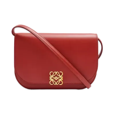 LOEWE Goya Accordion Clutch In Silk Calfskin "Deep Red"