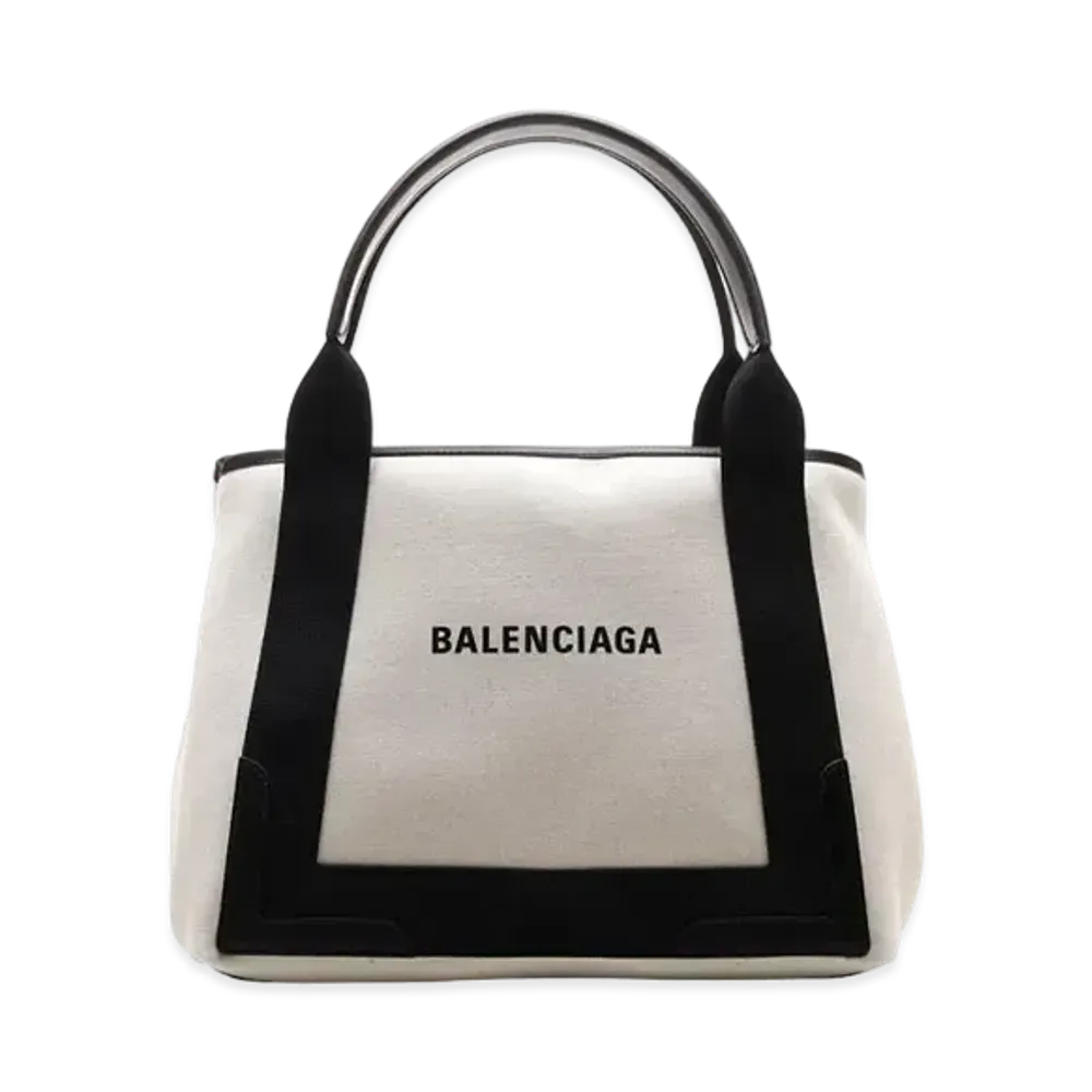BALENCIAGA Navy Small Cabas "Beige"