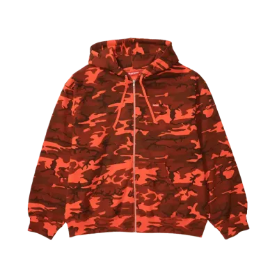 Supreme Small Box Zip Up Hooded Sweatshirt "BrightOrangeCamo"