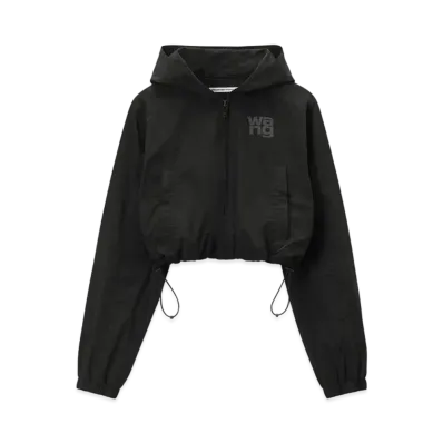 Alexander Wang Logo Cropped Bomber Jacket "Black"