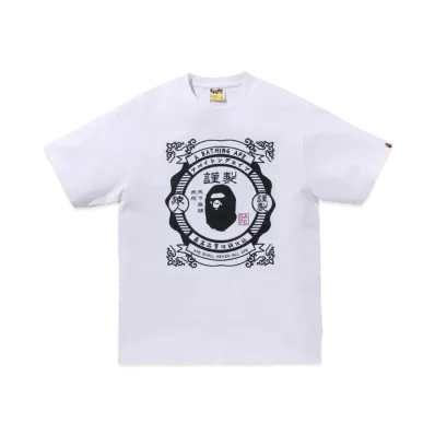 A BATHING APE Japanese Label Design Tee "White"