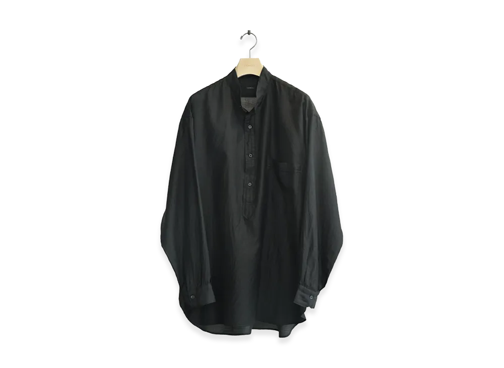COMOLI Wool Silk Pullover Shirt "Brown"