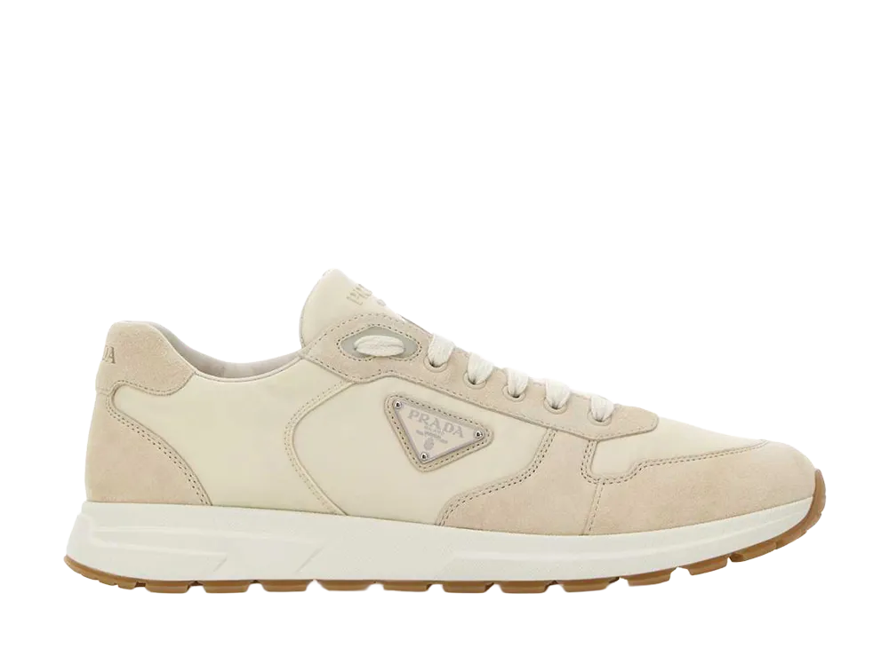 PRADA Sand Re-Nylon And Suede Prax Sneakers "White"