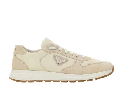 PRADA Sand Re-Nylon And Suede Prax Sneakers "White"