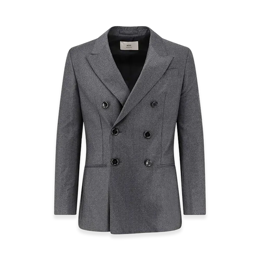 AMI PARIS Double-Breasted Blazer in Virgin Wool "Gray"