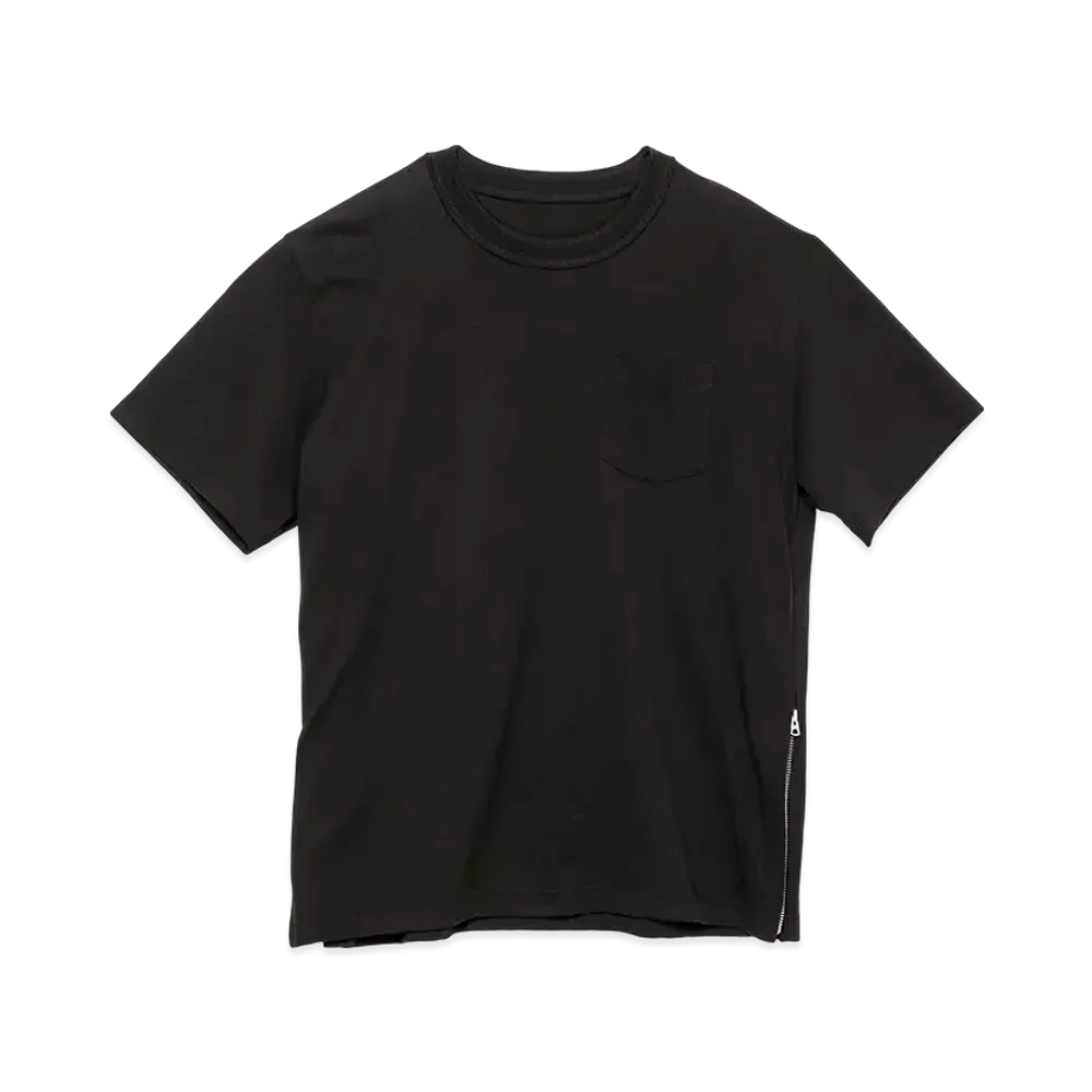sacai Side Zip Cotton T-Shirt "Black"