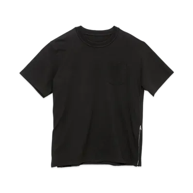 sacai Side Zip Cotton T-Shirt "Black"