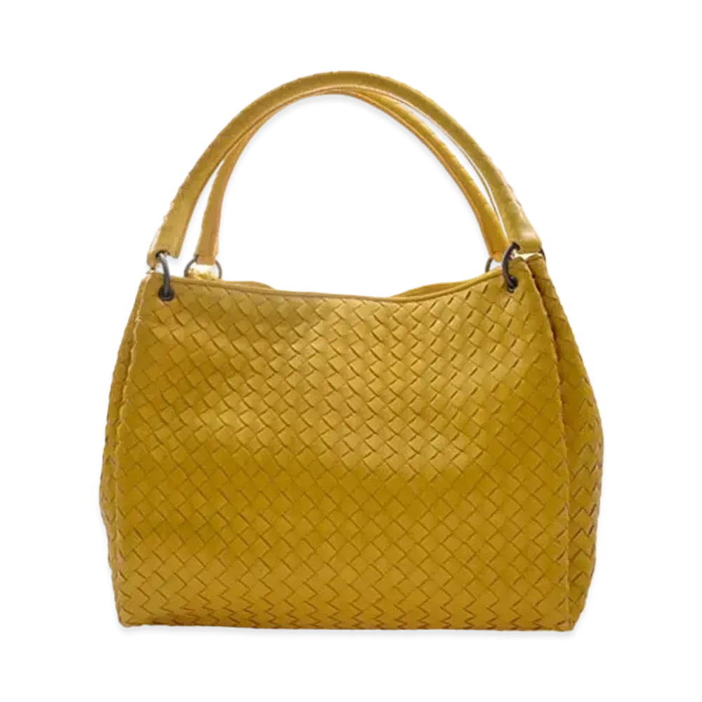 Bottega Veneta Lambskin Hand Bag "Yellow"