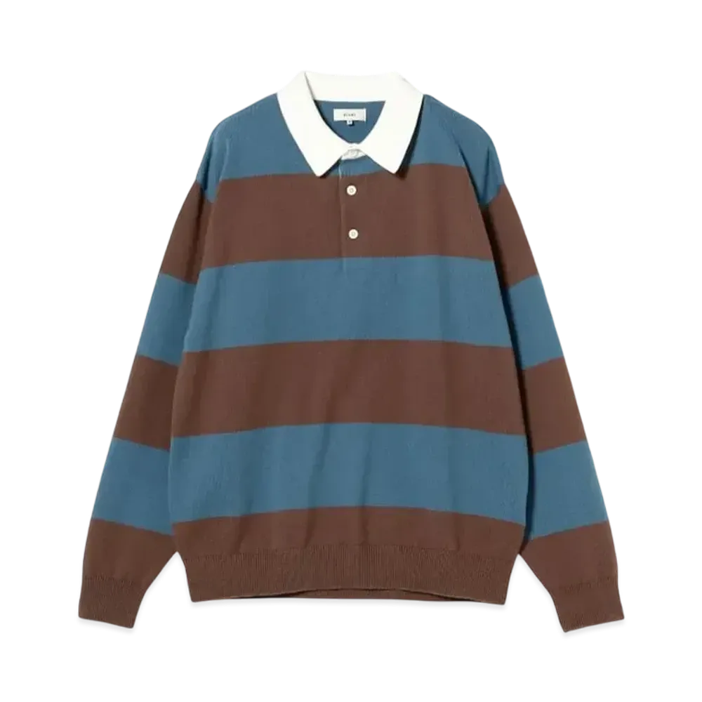 BEAMS Solotex(R)7G Border Lager Knit Polo Shirt "Brown"