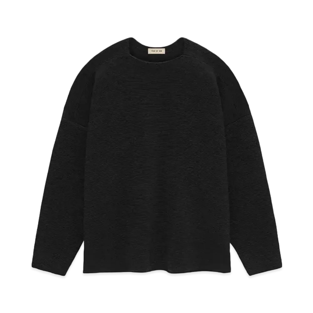 FEAR OF GOD ESSENTIALS Ottoman Straight Neck Sweater "Melange Black"