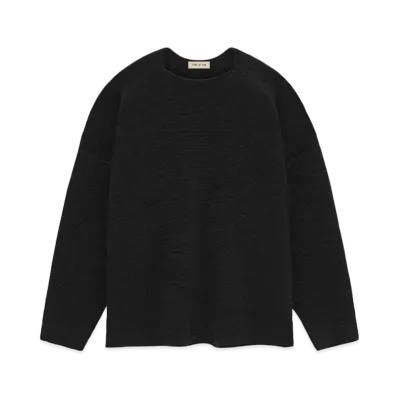 FEAR OF GOD ESSENTIALS Ottoman Straight Neck Sweater "Melange Black"