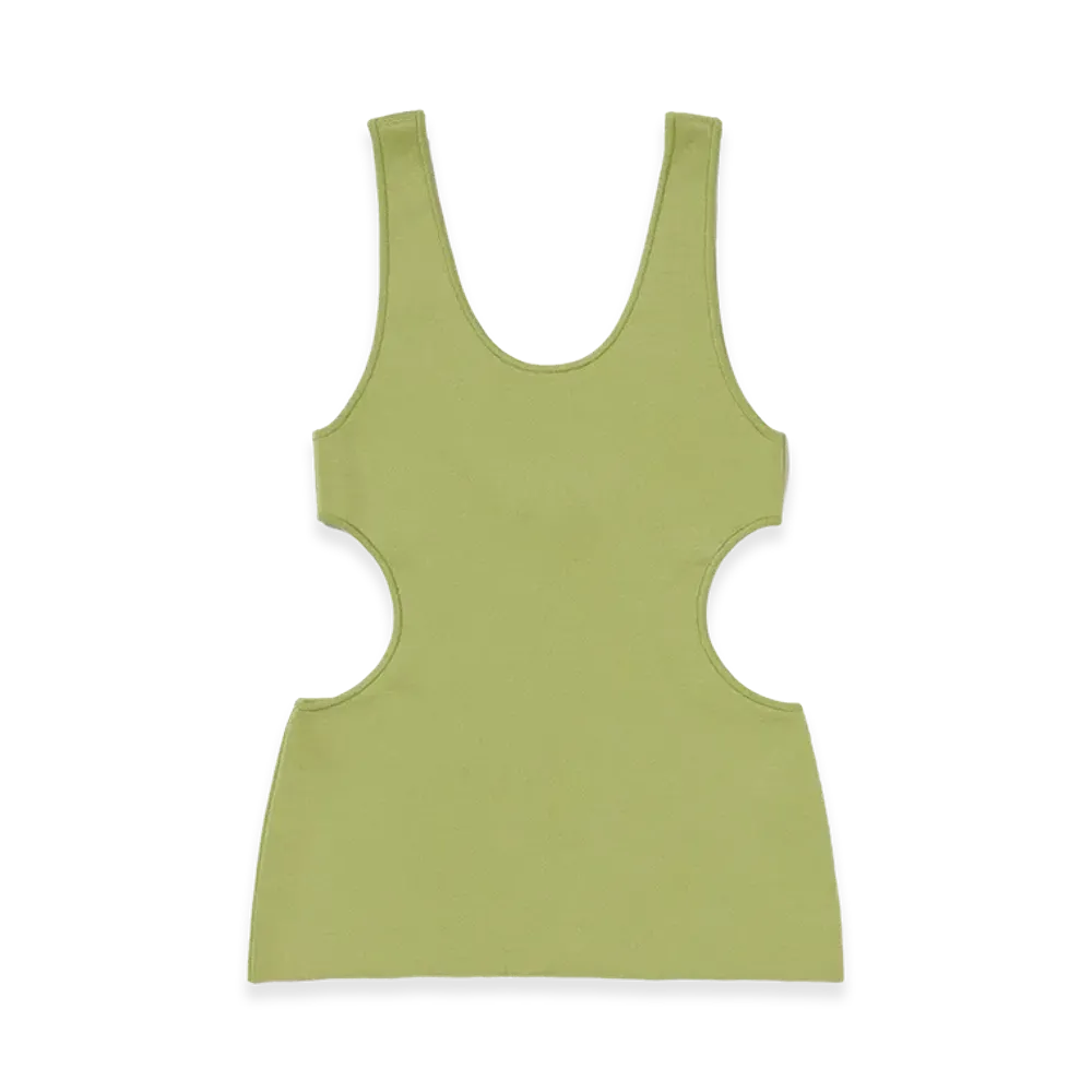 AURALEE Women's Double Faced Silk Cotton Knit Long Tank "Light Green"