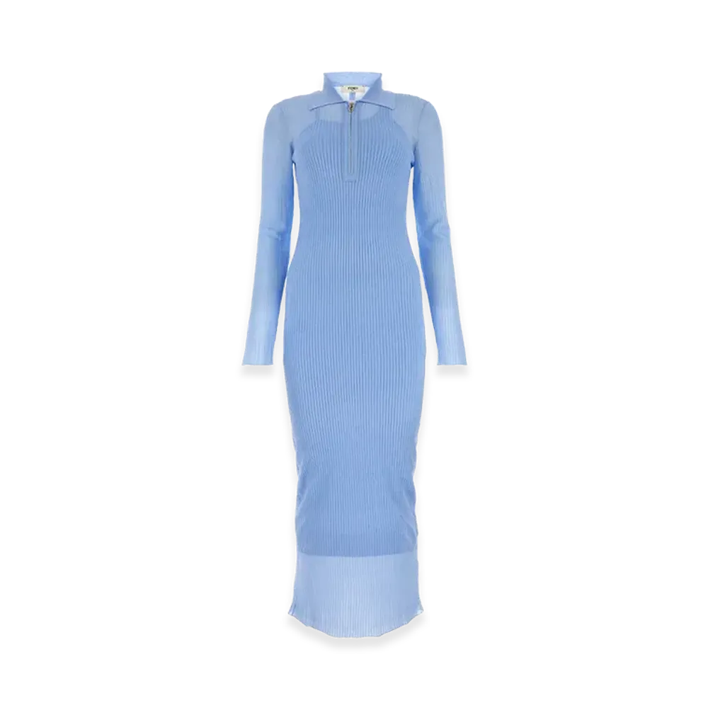 FENDI Women's Silk Blend Dress "Light Blue"