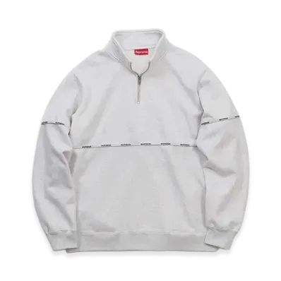 Supreme Logo Piping Half Zip Sweatshirt (18SS) "White"