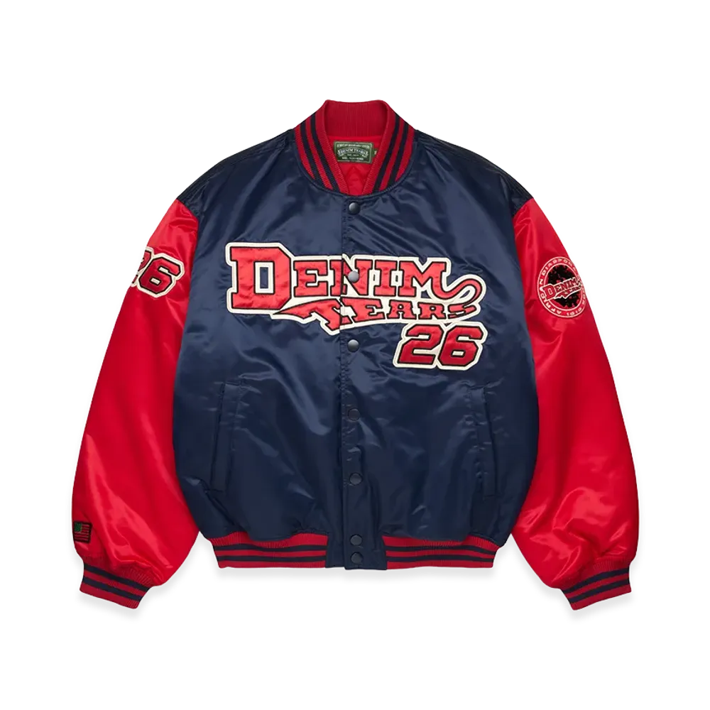 DENIM TEARS DT Baseball Varsity Jacket "Navy"