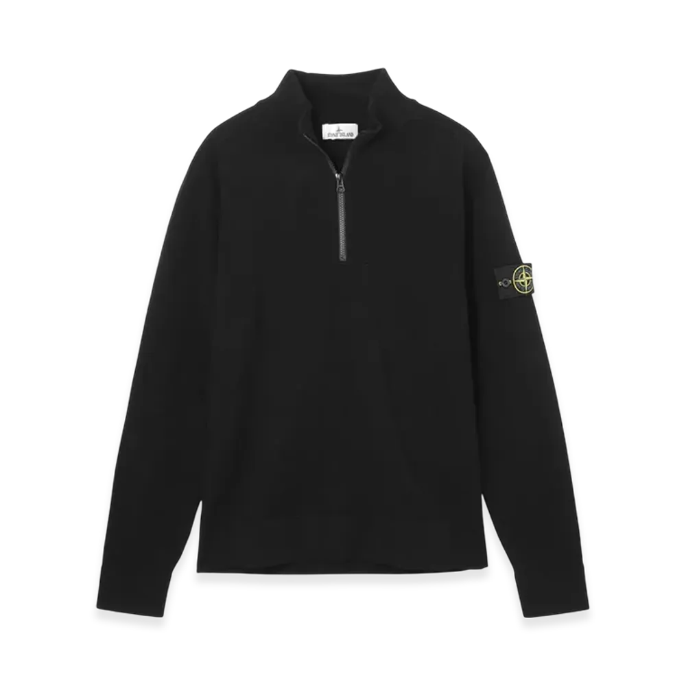 Stone Island Half-Zip Knit 521A1 Stretch RWS Wool "Black"