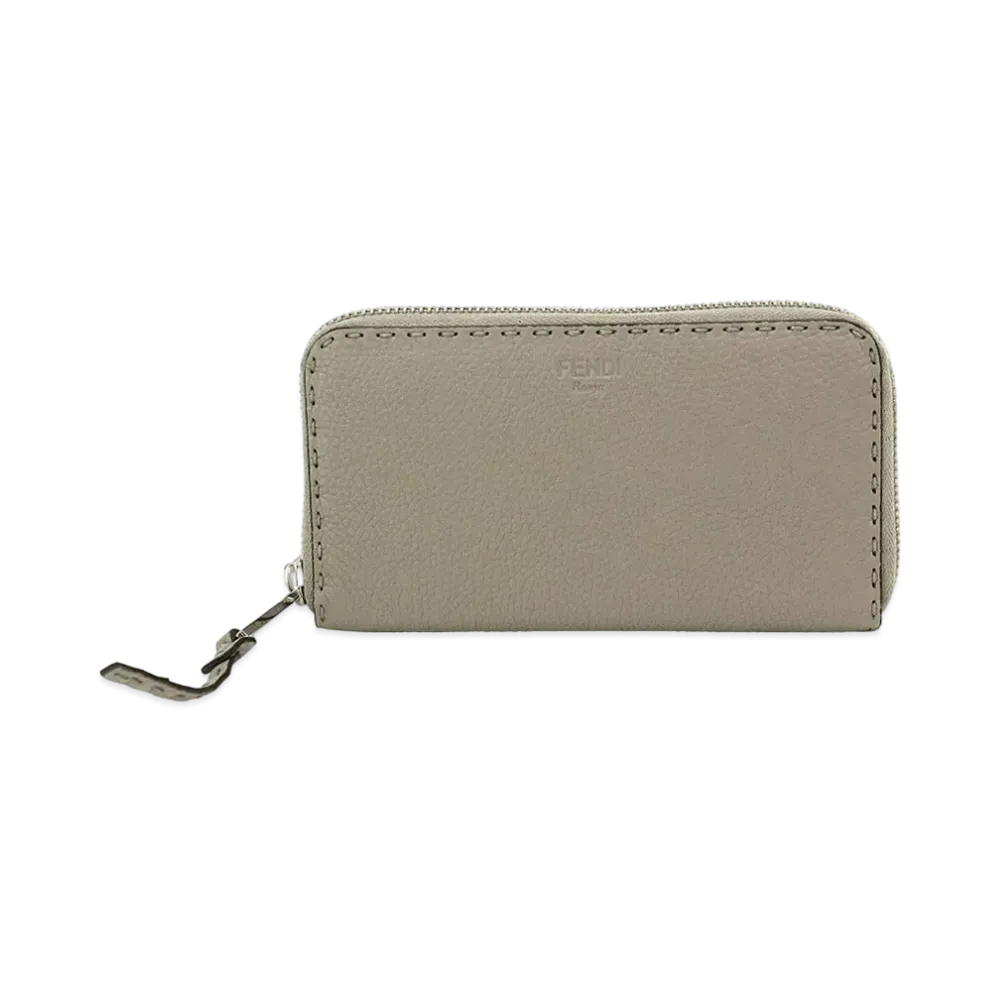 FENDI Selleria Round Fastener Wallet "Beige"
