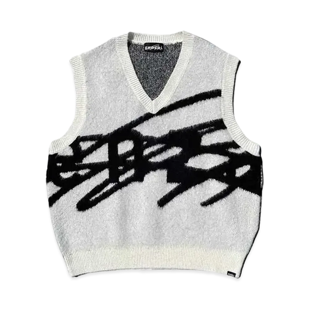genzai Big Logo Kint Vest "OFF-WHITE"