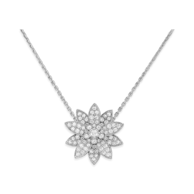 Van Cleef & Arpels Lotus clip pendant medium model "18K White gold/Diamond"