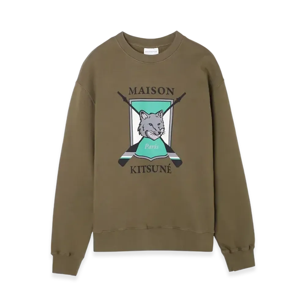 Maison Kitsune College Fox Printed Comfort Sweatshirt "Khaki"