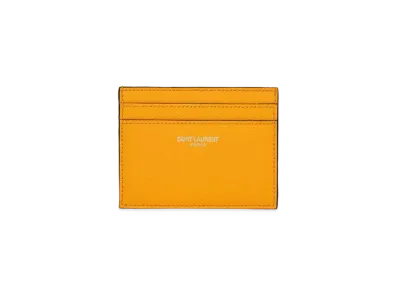 Saint Laurent Saint Laurent Paris Credit Card Case In Grain De Poudre Embossed Leather "Dark Jaune"