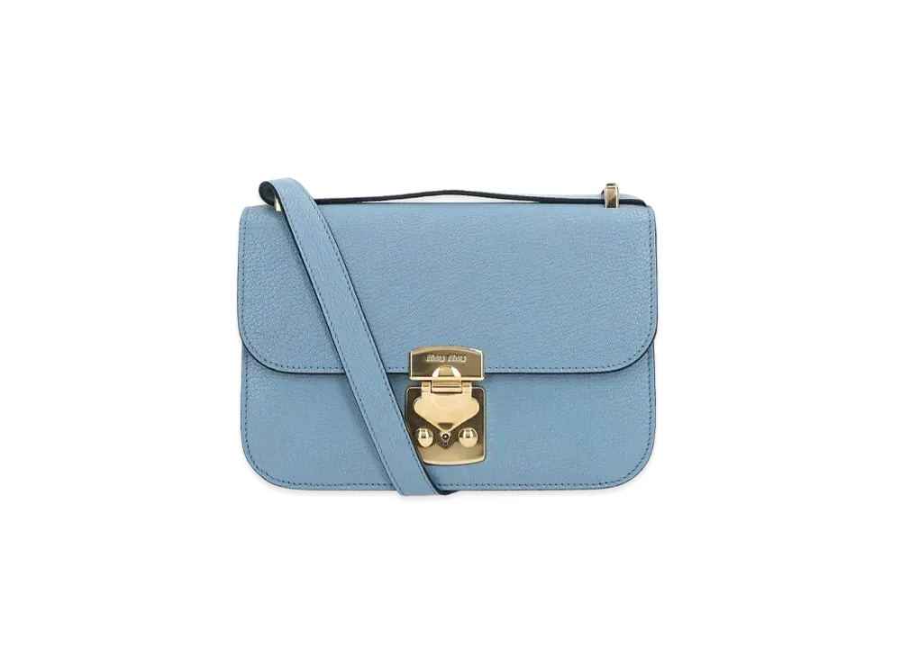 MIU MIU Madras Leather Shoulder Bag "Astral Blue"