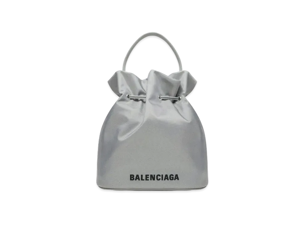 BALENCIAGA Wheel Small Drawstring Bucket Bag "Gray&Silver"