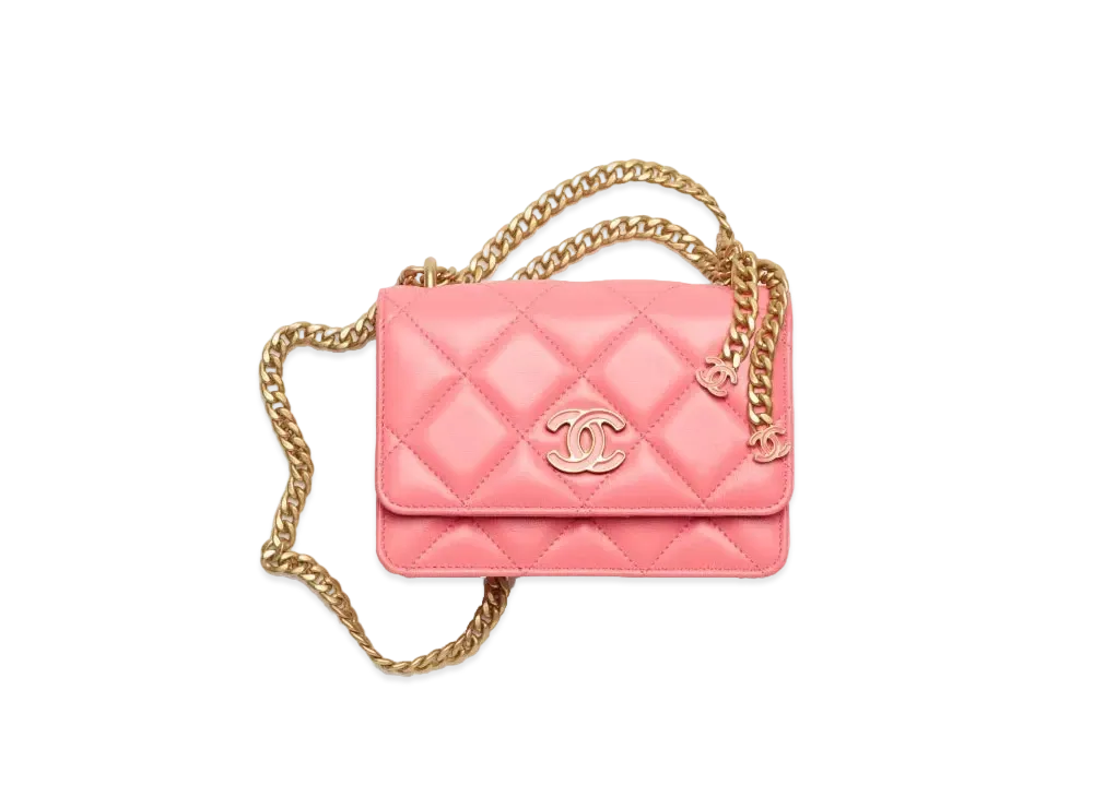 CHANEL Chain Clutch Lambskin & Enamel "Pink"