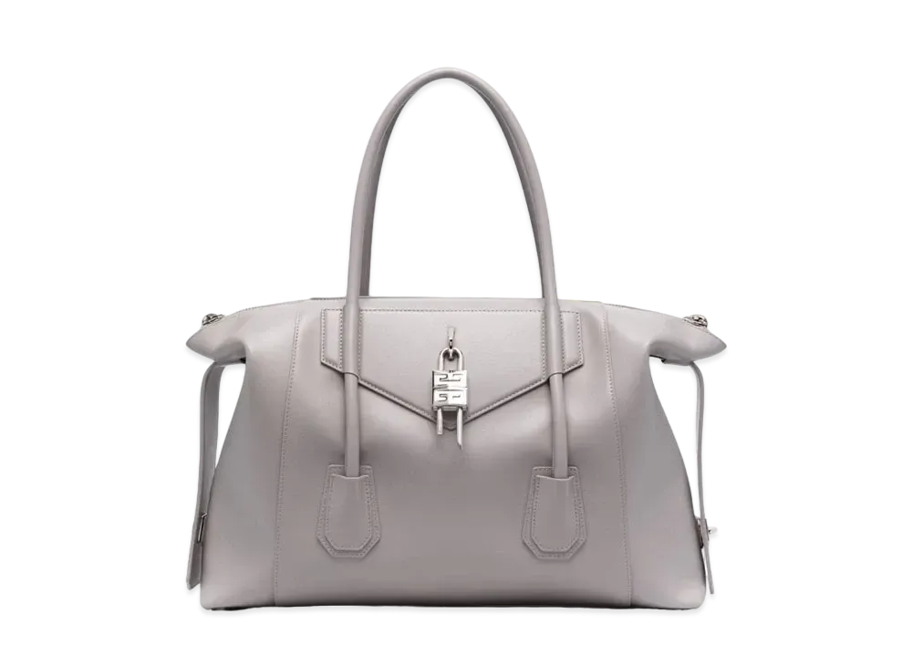 GIVENCHY Medium Antigona Soft Lock Bag in Smooth Leather "Grey"
